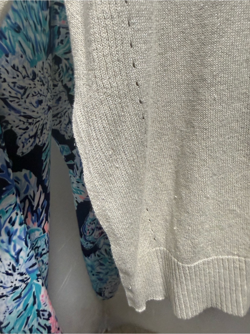 Lilly Pulitzer Sweater Women XS Off White Gold Shimmer Linen Blend Open Cardigan - Picture 4 of 4